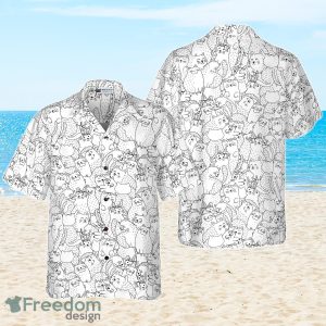 Funny Cats Black And White Pattern Hawaiian Shirt Fanshionable Gift For Men And Women