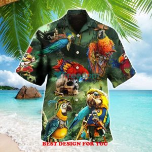 Funny Parrot Pirates In The Ocean Vintage Print Over 3D Hawaiian Shirt