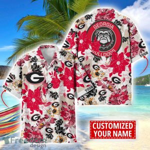 Georgia Bulldogs Aloha 3D Hawaiian Shirt Flower Sport Team Beach Shirt Custom Name
