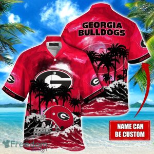 Georgia Bulldogs NCAA Hawaiian Shirt Coconut Tree Waves Beach Hawaii Shirt Custom Name For Fans