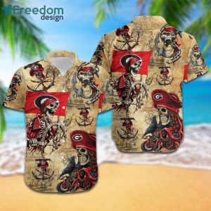 Georgia Bulldogs Pirates Fans Pirates Skull Hawaiian Shirt