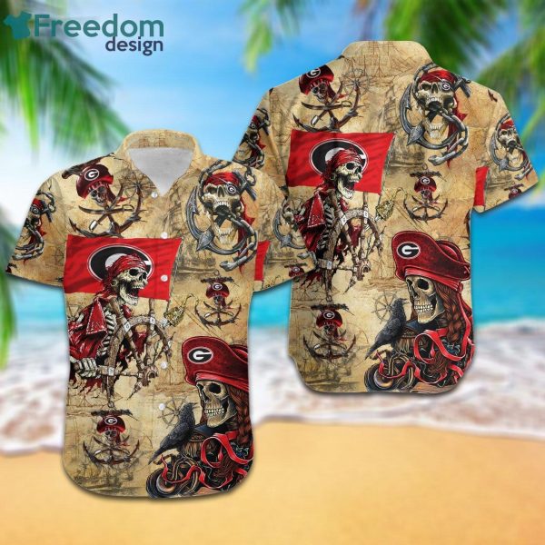 Georgia Bulldogs Pirates Fans Pirates Skull Hawaiian Shirt