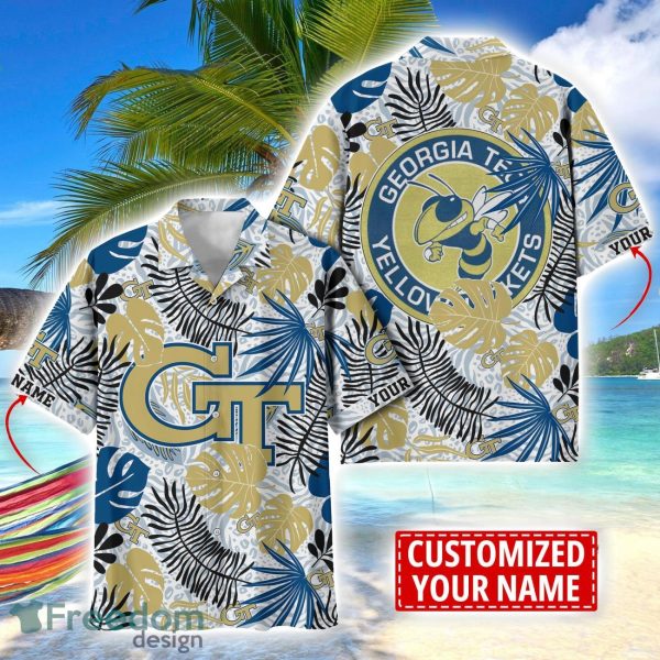Georgia Tech Yellow Jackets Aloha Hawaiian Shirt Custom Name Summer Gift Holiday Team Shirt