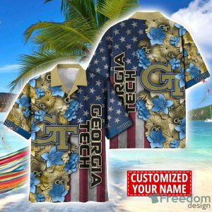 Georgia Tech Yellow Jackets Custom name USA Flag 4th July Independence Day Hawaiian Shirt