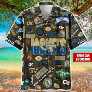 Georgia Tech Yellow Jackets Logo Hawaiian Shirt For Fans Trending Beach Shirt Custom Name
