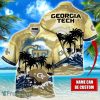 Georgia Tech Yellow Jackets NCAA Hawaiian Shirt Coconut Tree Waves Beach Hawaii Shirt Custom Name For Fans