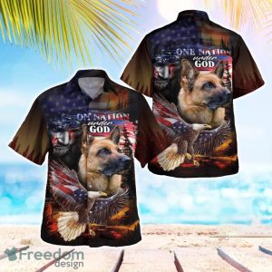 German Shepherd One Nation Under God 3D Summer Aloha Hawaiian Shirt
