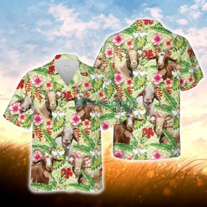 Goat Hibicus Floral 3D Hawaiian Shirt For Men Women