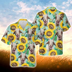 Goat Sunflowers Floral Farm 3D Hawaiian Shirt For Men Women