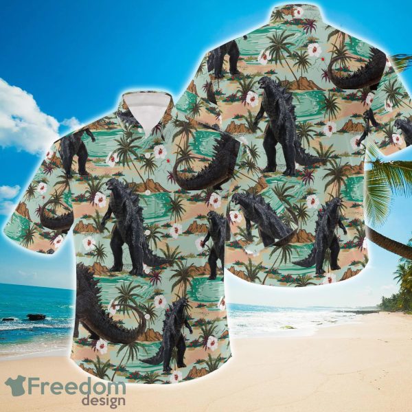 Godzilla Tropical Palm Hawaiian Shirt Funny Aloha