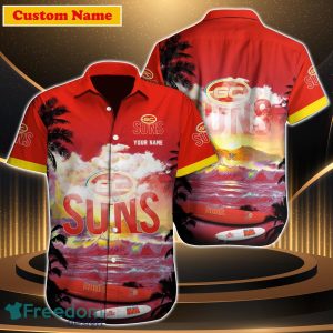 Gold Coast Suns AFL Custom Name Hawaiian Shirt Great Gift For Men Women Fans