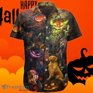 Golden Retriever Pumpkin King Halloween Hawaiian Shirt Themed Clothing For Adults