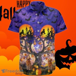 Golden Retrievers Hawaiian Shirt Bat Pumpkin Clothing Cute Halloween Gift For Girlfriend