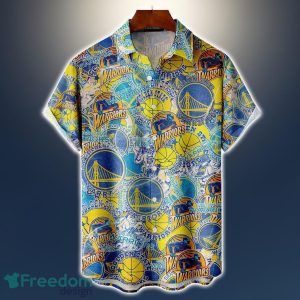 Golden State Warriors Logo All Printed 3D Hawaiian Shirt For Fans NBA Hawaiian Shirt