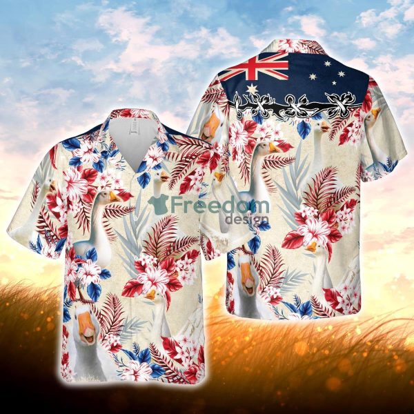 Goose Australian Flag Hawaiian Flowers All Over Printed 3D Hawaiian Shirt For Men Women