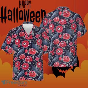 Halloween Darkness Hawaiian Shirt Raven Demon Eyes Roses Halloween Themed Gifts
