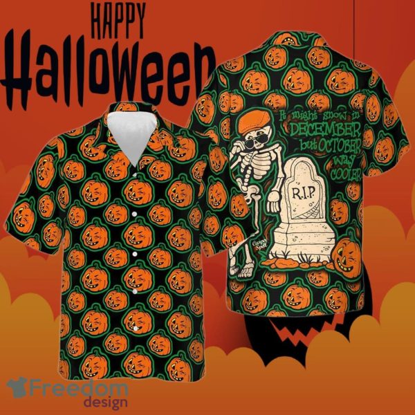 Halloween Is Way Cooler Hawaiian Shirt Skeleton Pumpkin Halloween Aloha Shirt