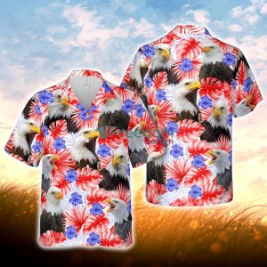 Happy Independence Day Eagles Hawaiian Theme All 3D Printed Hawaiian Shirt For Men Women iUX