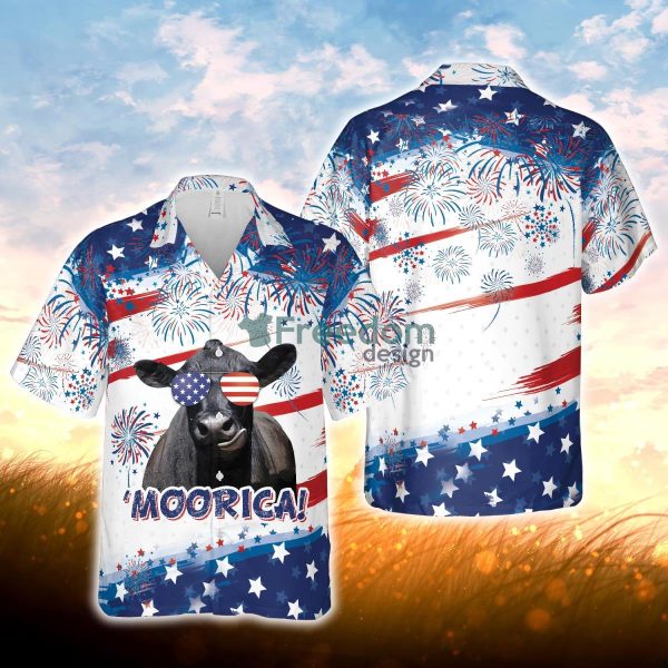 Happy Independence day Black Angus All Over Printed 3D Hawaiian Shirt For Men Women