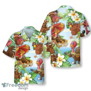 Happy Thanksgiving Turkeys At The Beach Hawaiian Shirt Unique Gift For Men And Women