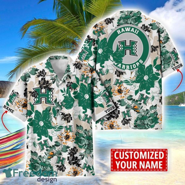 Hawaii Rainbow Warriors Aloha 3D Hawaiian Shirt Flower Sport Team Beach Shirt Custom Name