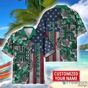 Hawaii Rainbow Warriors Custom name USA Flag 4th July Independence Day Hawaiian Shirt