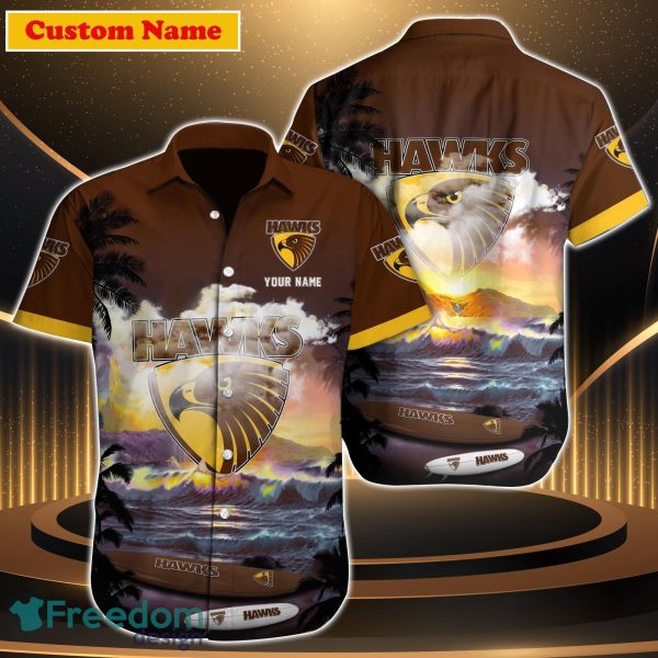 Hawthorn Hawks AFL Custom Name Hawaiian Shirt Great Gift For Men Women Fans