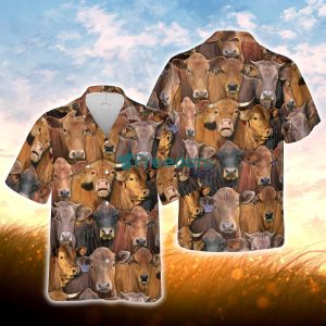 Herd Of Gelbvieh All Over Printed 3D Hawaiian Shirt For Men Women