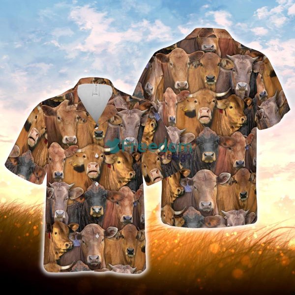 Herd Of Gelbvieh All Over Printed 3D Hawaiian Shirt For Men Women
