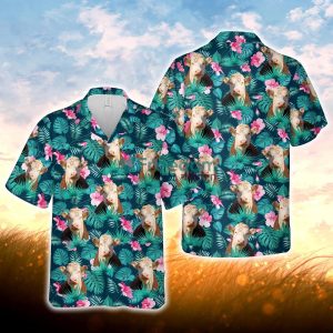 Hereford Blue Floral Summer 3D Hawaiian Shirt For Men Women