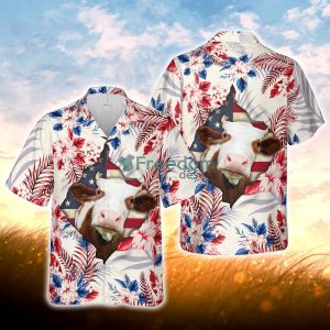 Hereford Face Hibiscus Flower All Over Printed 3D Hawaiian Shirt For Men Women
