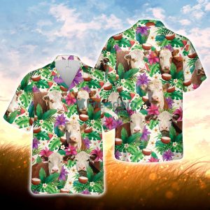 Hereford Summer Floral 3D Hawaiian Shirt For Men Women