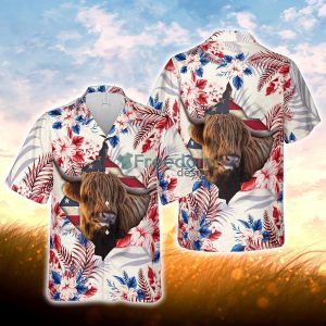 Highland Face Hibiscus Flower All Over Printed 3D Hawaiian Shirt For Men Women