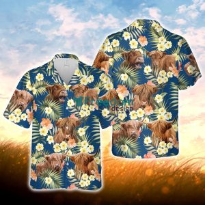 Highland Summer Blue Floral 3D Hawaiian Shirt For Men Women