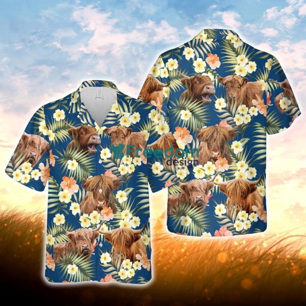 Highland Summer Blue Floral 3D Hawaiian Shirt For Men Women