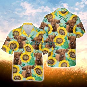 Highland Sunflowers Floral Farm 3D Hawaiian Shirt For Men Women