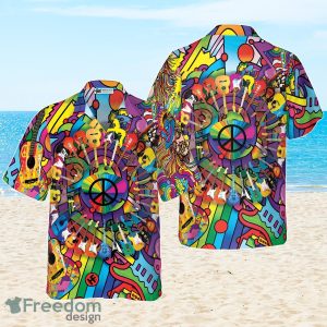 Hippie Guitars Hawaiian Shirt Style Gift For Men And Women