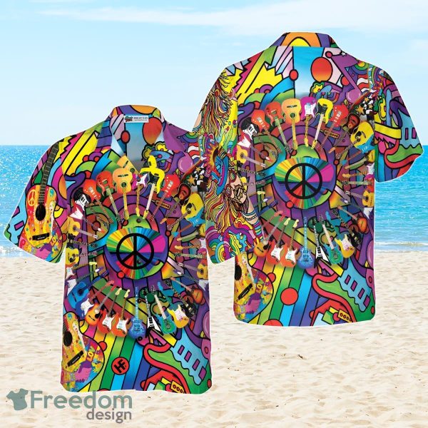 Hippie Guitars Hawaiian Shirt Style Gift For Men And Women