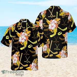 Hockey Tropical Black Amp Yellow Hawaiian Shirt Secial Gift For Men And Women