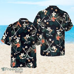 Hockey Tropical Black  Blue Hawaiian Shirt Tropical Gift For Men And Women