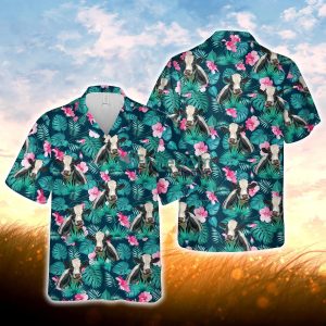 Holstein Blue Floral Summer 3D Hawaiian Shirt For Men Women