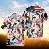 Holstein Friesian Cattle American Flag Hawaiian Flowers All Over Printed 3D Hawaiian Shirt For Men Women