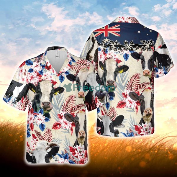 Holstein Friesian Cattle Australia Flag Hawaiian Flowers Hawaiian Shirt For Men Women