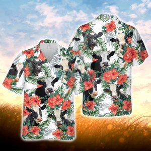 Holstein Hawaiian Flowers Hawaiian Shirt For Men Women