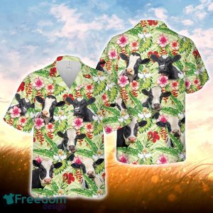 Holstein Hibicus Floral 3D Hawaiian Shirt For Men Women
