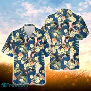Holstein Summer Blue Floral 3D Hawaiian Shirt For Men Women