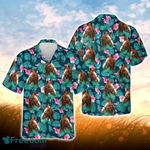 Horse Blue Floral Summer 3D Hawaiian Shirt For Men Women