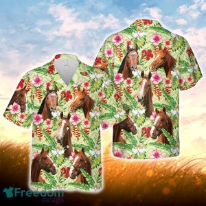 Horse Hibicus Floral 3D Hawaiian Shirt For Men Women