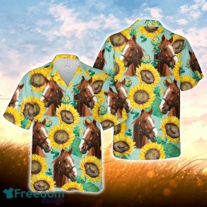 Horse Sunflowers Floral Farm 3D Hawaiian Shirt For Men Women