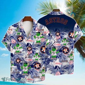 Houston Astros Major League Baseball Mascot And Hibiscus Pattern 3D Print Hawaiian Shirt